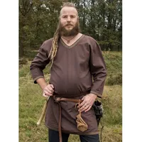 Battle Merchant Wikinger-Kostüm Wikinger Tunika aus Baumwolle, dunkelbraun M braun M | M