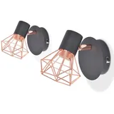 vidaXL Wandleuchten 2 Stk. E14 Schwarz und Kupfer