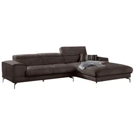 W.Schillig Ecksofa "piedroo, Designsofa mit tollem Sitzkomfort, bequem und elegant, L-Form", braun (mocca s37), B:303cm H:70cm T:193cm, Stoff S37 (100% Polyester): Luxus-Microfaser in Lederoptik, Sofas, Ecksofa, Kopfteilverstellung, wahlweise mit