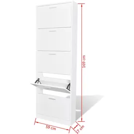 vidaXL Schuhschrank 59 x 169 x 59 cm 5 Schuhkipper braun