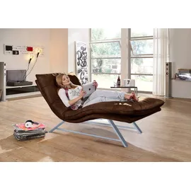 W.Schillig Relaxliege daily dreams Leder 75 x 91 x 170 cm braun mit Kissen