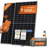 Solarway All In One Speicher Balkonkraftwerk 1000W komplett mit 1,6 kWh Anker Solix 2 PRO Speicher - Solaranlage Komplettset - 500W Solarmodule