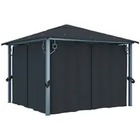 VidaXL Aluminium-Pavillon 3 x 3 m anthrazit inkl. Vorhängen