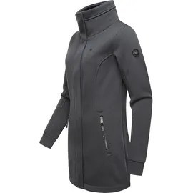 Ragwear Damen, Leichter Sweat-Übergangsmantel lang windabweisendl mit hohem Kragen Letrice Bonded Dark Grey Gr. XL - XL