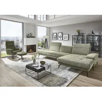 die planbar Ecksofa L-Form Polyester mit Federkern-Polsterung 3-Sitzer Grün