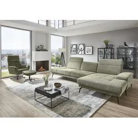 die planbar Ecksofa L-Form Polyester mit Federkern-Polsterung 3-Sitzer Grün
