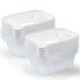 Gucass 8 Stk 600ml Tiefkühldosenset, Gefrierbehälter 0,6l Rechteck 17x11.5x5.5cm, Kunststoff Meal Prep Boxen Frischhaltedosen mit Deckel, Gefrierdosen Set BPA-Frei, Essensbox Mikrowellengeeignet, Weiß