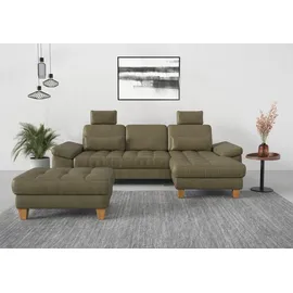 sit&more Ecksofa SIT & MORE "Westham L-Form", grün (olive), B:275cm H:88cm T:172cm, 100% Polyester, Sofas, Ecksofa, mit Recamiere, mit oder ohne Bettfunktion, Bettkasten, Füße Eiche