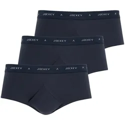 Slip JOCKEY "Slip Classic Cotton Rib Y-Front Brief 3er Pack", Herren, Gr. L, blau (dunkelblau), Obermaterial: 100% Baumwolle CO., Unterhosen Slip