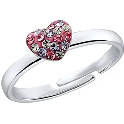 Silberring »Herz 2031168«, mit Preciosa Crystal, 92054330-0 silberfarben-lila-rosa-kristallweiß + lila-rosa-kristallweiß
