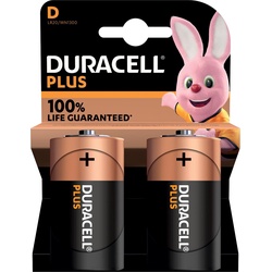 DURACELL Batterien Alkaline Plus Extra Life, D Mono LR20, 1,5 V, Packung: 2 Stüc