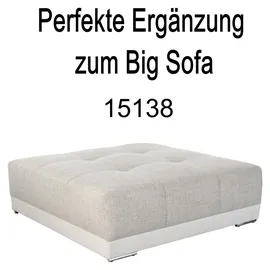 luma-home Big-Sofa XXL 306 cm, Lounge Couch Kunstleder Weiß und Stoff Grau Beige / 15113
