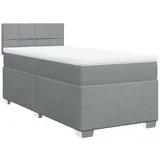 vidaXL Boxspringbett mit Matratze Hellgrau 100x200 cm Stoff