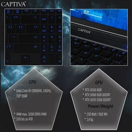 CAPTIVA Highend Gaming I94-494GE 16'' Intel Core i9-14900HX 32 GB RAM 4 TB SSD RTX 5070 Ti ohne Betriebssystem