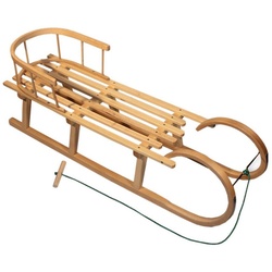 BambiniWelt by Rafael K. Schlitten Hörnerrodel Holzschlitten Hornschlitten mit Rückenlehne + Zugseil 120 cm