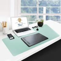 GUBEE PU-Leder Multifunktionsbüro-Schreibtischunterlage Mauspad,Wasserdichte rutschfeste Anti-Schmutz-Mausunterlage für Büro und Zuhause, Reisen-Size 800x400x2mm (Himmelblau + Grün)