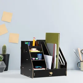 Relaxdays Schreibtisch-Organizer MDF 29,5 x 33 x 24 cm Schwarz