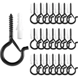 Q-hanger 22er-pack Schraubhaken Zum Aufhängen Von Wand-, Schrank- Und Deckenleuchten Mit Sicherheitsschlaufe Für Silvester, Partys, Zuhause Und Garage (schwarz)
