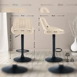 CLP 2er Set Barhocker Milet Kunstleder I Drehbarer Barstuhl Mit Fußstütze Und Rückenlehne