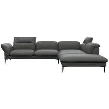 flexlux Ecksofa Salino, Funktionssofa mit Ottomane, Relaxsofa, Ecksofa, Sofa mit Arm- und Kopfteil-Verstellungen, Kaltschaum & Stahl-Wellen grau