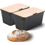 Novaliv Brotkasten mit Deckel 32x20x16,5cm Brotbox für Brotaufbewahrung Brotkasten Holz für Brot frischhalten 7,3L schwarz
