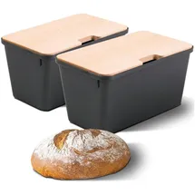 Novaliv Brotkasten mit Deckel 32x20x16,5cm Brotbox für Brotaufbewahrung Brotkasten Holz für Brot frischhalten 7,3L schwarz