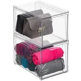 mDesign Aufbewahrungsbox mit Schublade 2er Set Schuhbox stapelbar transparent