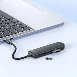 Mcdodo HU-1430 5 in 1 USB-C HUB, 3-Port USB-Hub (1x 3.0, 2x 2.0) + SD Cardreader, schwarz