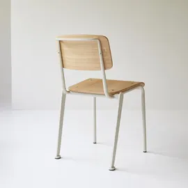 Tikamoon Esszimmerstuhl Mio Metall/Eschenholz weiß/beige