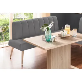 exxpo - sofa fashion Sitzbank EXXPO - SOFA FASHION "Costa, moderne Rückensteppung, bequem und elegant, hoher Holzfuß", grau (delfin), B:162cm H:92cm T:68cm, Struktur: Webvelour, 100% Polyester, Sitzbänke, Essbank Sitzbank Polsterbank, hochwertige Detailverarbeitung, Frei im