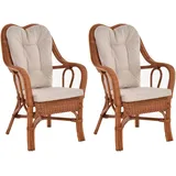 Set/2 Rattan Wintergartensessel Harrison Sessel hohe Rückenlehne (Rotbraun)