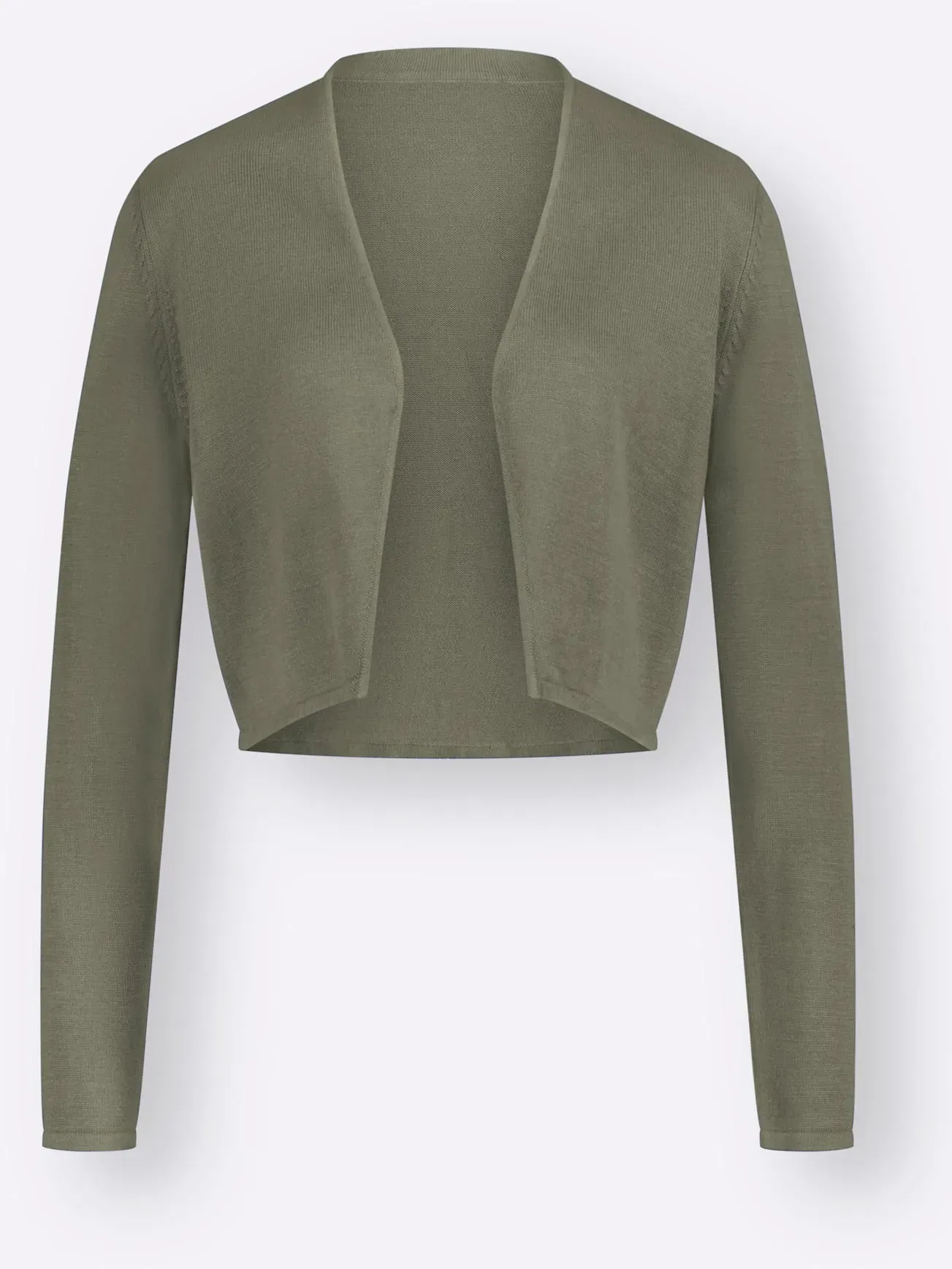 Bolero INSPIRATIONEN, Damen, Gr. 44, grün (khaki), 100% Baumwolle, unifarben, Strickjacken Bolero