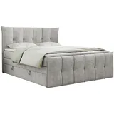 MKS Boxspringbett, PREMIUM 11 King 160/200 Hellgrau Struktur - H3,