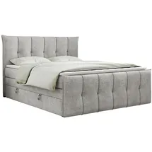 MKS Boxspringbett, PREMIUM 11 King 160/200 Hellgrau Struktur - H3,