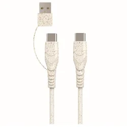 BIOnd USB-C auf USB-C/USB-A - Ladekabel | Weiß - Neu