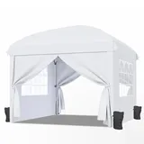 RELAX FIELD Pavillon 3x3 mit Seitenwänden, Pop up Faltpavillon Wasserdicht Stabil, Gartenpavillon Faltbar mit Sandsäcke, Partyzelt Sonnenschutz, Weiß