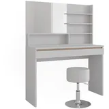 Vicco Schminktisch Emma 120 cm mit Spiegelregal & Hocker Weiß 2 Schubladen, Rechteckig, 120x83x41.8 Schlafzimmer, Schminktische