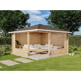 Alpholz 5-Eck Gartenlaube Maik-40 aus Holz, Blockhaus | Holzhaus mit Montagematerial Naturbelassen | Alpholz