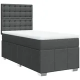 vidaXL Boxspringbett mit Matratze Dunkelgrau 100x200 cm Stoff