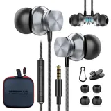 HOISTAC Kopfhörer, In Ear Kopfhörer Kabel, Ohrhörer mit Mikrofon und Lautstärkeregler, Magnetische Leichte Ohrhörer mit 3.5mm Kopfhörer für Tablet, Laptop, Smartphone, MP3 Player, PC und Android Handy