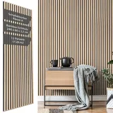 Vereg Akustikpaneele Holz 240x60 I 12er Set I 22mm hohe Bambus Paneele, KEIN MDF I 3D Wandpaneele mit Filz & Schalldämmung (Klasse A) I Wandverkleidung für Wohnzimmer, Gaming und Büro I aus Echtholz