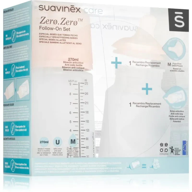 Suavinex Zero Zero Follow-On Set Geschenkset für Babys M Medium Flow 3 m+