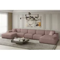 Fun Möbel Wohnlandschaft U-Form CELES XL in Stoff Scala Rose - Rosa