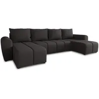 Sofnet Wohnlandschaft Cleo U mit Schlaffunktion - U-Form Couch, Ecksofa mit Bettkasten, Couchgranitur mit Bettfunktion, Polsterecke, Big Sofa, (Schwarz Textil, 7-Sitzer, U-Form,Rechteckig, 315x90x147 cm, Wohnzimmer, Sofas Couches, Wohnlandschaften,