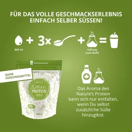 Nutri + nutri+ Natures Protein Pulver - Eiweißpulver ohne Süßstoff 500 g