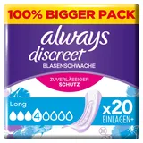 Always Discreet Inkontinenz-Slipeinlagen Damen, Long (20 Binden) Big Pack, starker Schutz, den Sie kaum spüren