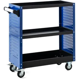 Tech-Craft Werkzeugrollwagen mit Seitenwänden & 3 Ablagen 80x 42x 80 cm blau