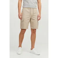 JACK & JONES "JPSTCOLE DYLAN CARGO SHORTS MID", Herren, Gr. S, N-Gr, crockery, Web, Obermaterial: 98% Baumwolle, 2% Elasthan, unifarben, relaxed fit knöchellang, Hosen Cargohose