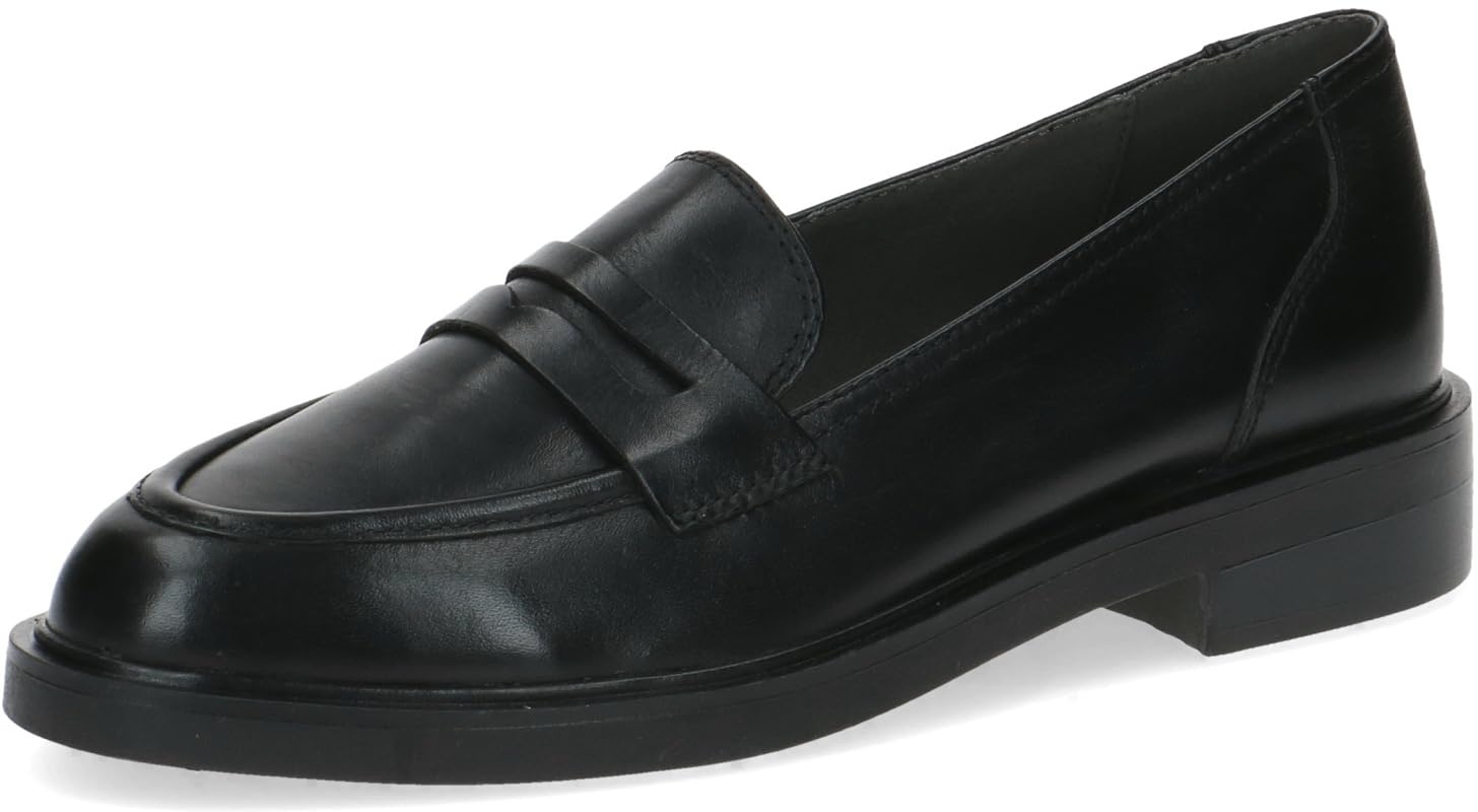 CAPRICE Damen Loafer ohne Absatz Airmotion aus Leder mit Blockabsatz Weite G, Schwarz (Black Nappa), 38.5 EU