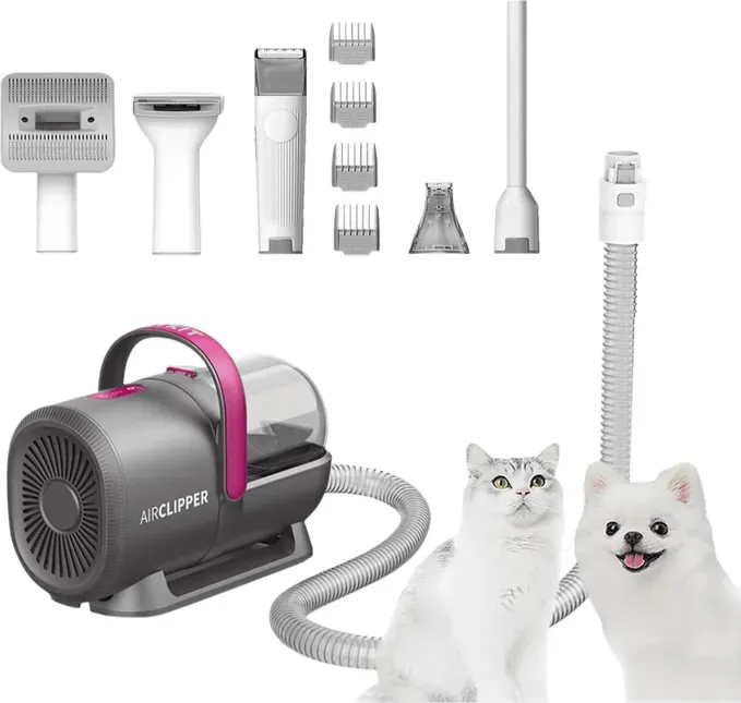 PETKIT 5-in-1 Fellpflege-Set mit Fellstaubsauger, leiser Motor, integrierte Staubabsaugung, Kühl-/Warmlufttrocknung, mehrere Aufsätze, für Hunde & Katzen